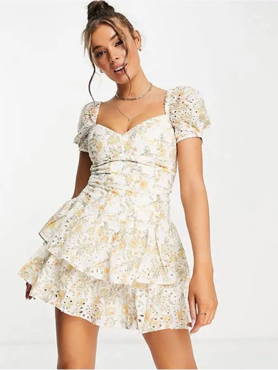 Bardot Dresses & Skirts - NWT Bardot Broderie Anglaise Eyelet Lace Ruffle Minidress In Tropical Size 8